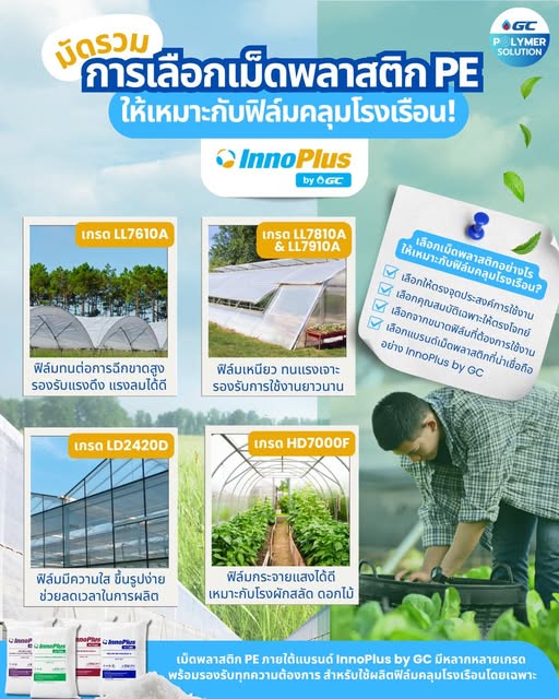 มัดรวมการเลือกเม็ดพลาสติก PE ให้เหมาะกับฟิล์มคลุมโรงเรือน!​